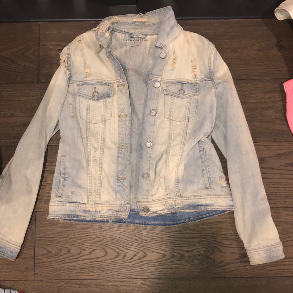 Distressed jean jacket